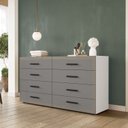 Ver imagem 1 de Cômoda 8 Gavetas 83,5x150x46 cm Valência Cinza/Branco