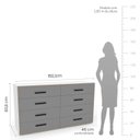 Ver imagem 3 de Cômoda 8 Gavetas 83,5x150x46 cm Valência Cinza/Branco