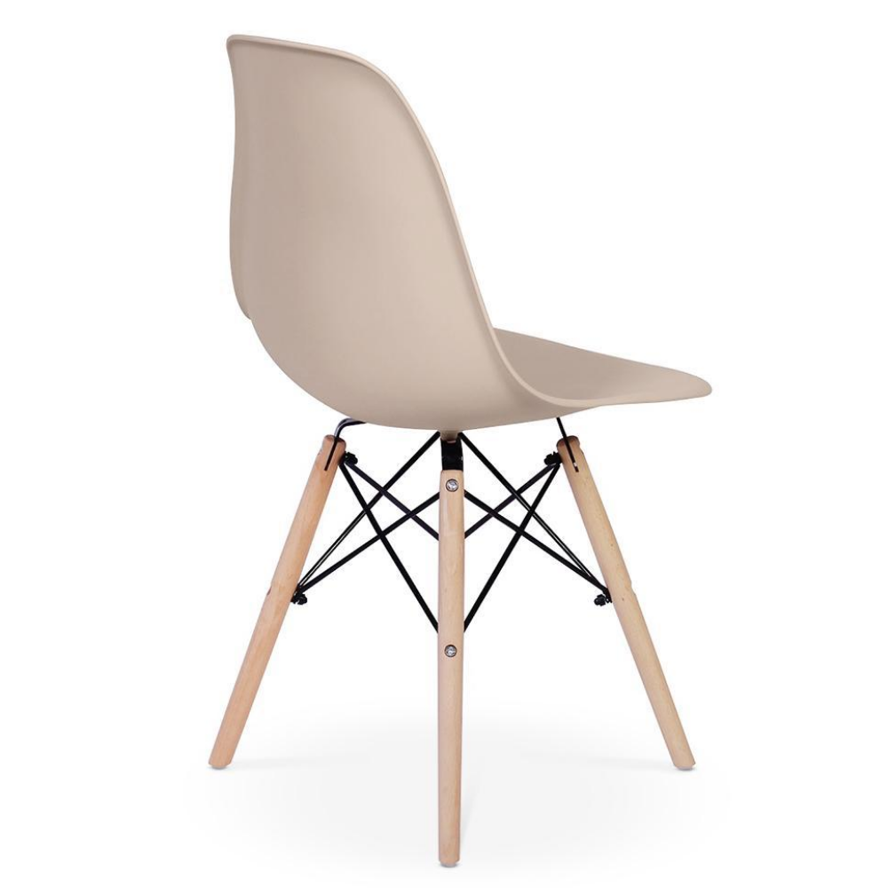 Cadeira Quarto Escritório Sala Charles Design Eames Eiffel Wood - Nude - 1