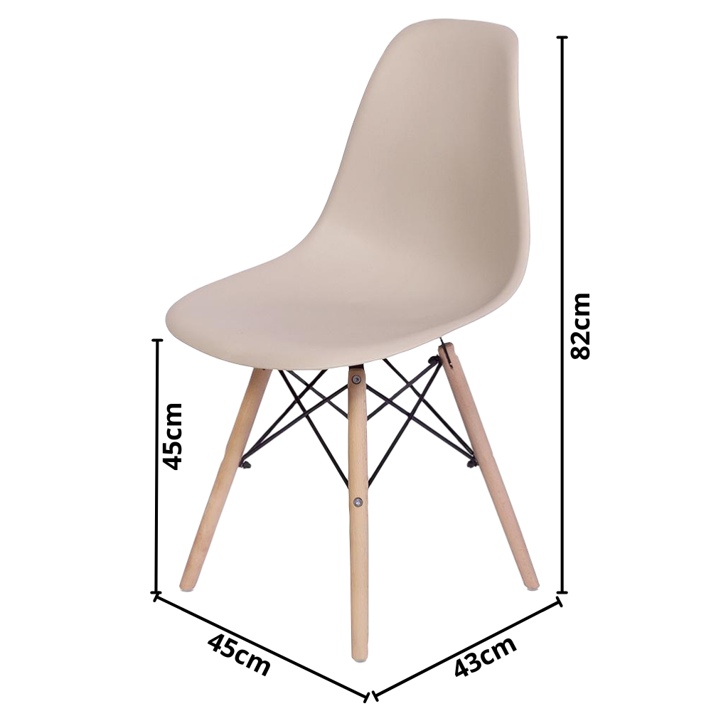 Cadeira Quarto Escritório Sala Charles Design Eames Eiffel Wood - Nude - 3