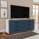 Ver imagem 1 de Cômoda para Quarto 6 Gavetas Valência Azul/Branco