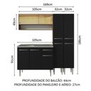 Ver imagem 4 de Armário de Cozinha Compacta 169cm com Pia Rustic/Preto Emilly Madesa 14