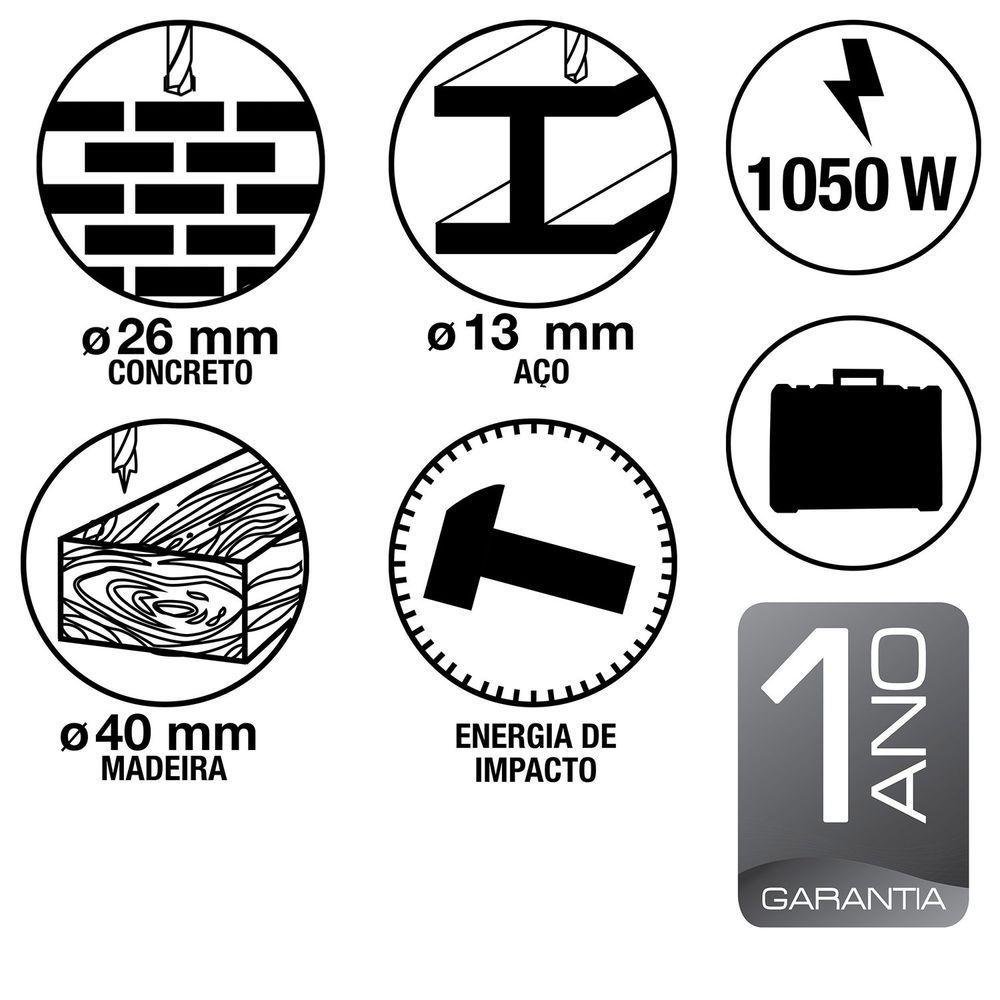 Martelete Perfurador/rompedor 1050 W 1 220 V para Uso Profissional com Encaixe Rápido Sd - 7