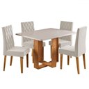 Ver imagem 2 de Mesa de Jantar 4 Lugares Afrodite com Vidro Mel/off White/veludo Pastel - Viero Móveis