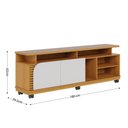 Ver imagem 4 de Rack para TV até 75 Polegadas com 2 Portas e Rodízios Multimóveis Crcol-RCK038 Madeirado/Off