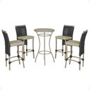 Ver imagem 1 de Mesa Bistrô e 4 Banquetas Roma Fendi Corda Estofado 7 Trama Preto