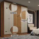 Ver imagem 4 de Guarda Roupa Casal Astro 6 Portas 2 Gavetas Almendra Off White - Thb Móveis