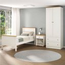 Ver imagem 1 de Conjunto Cama Solteiro Guarda-Roupa 2 Portas Mesa de Cabeceira Ananda CabeCasa MadeiraOriginals Bege