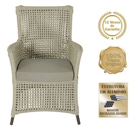 2 Poltronas e 1 Mesa Igapó Alumínio Marrom Corda Náutica E8 Rami - 5