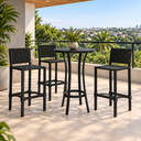 Ver imagem 5 de Conjunto Bistro + 3 Banquetas Varanda Alumínio e Corda Náutica Área Gourmet Moderna:Preto