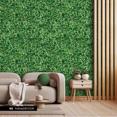 Papel de Parede Folhagem Jardim Vertical Jardim Inverno Dekorafacil Adesivo Efeito Jardim Vertical J