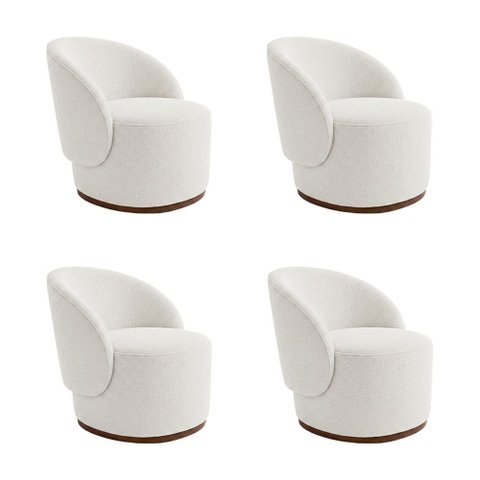 Kit 4 Poltronas Decorativa Premium Orgânica para Recepção e Clinicas em Bouclê Italiano Off White