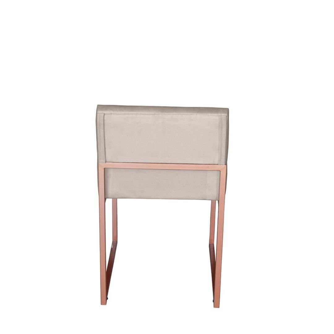 Kit 2 Cadeira de Jantar Escritorio Industrial Vittar Ferro Bronze Corino Bege - Móveis Mafer - 4