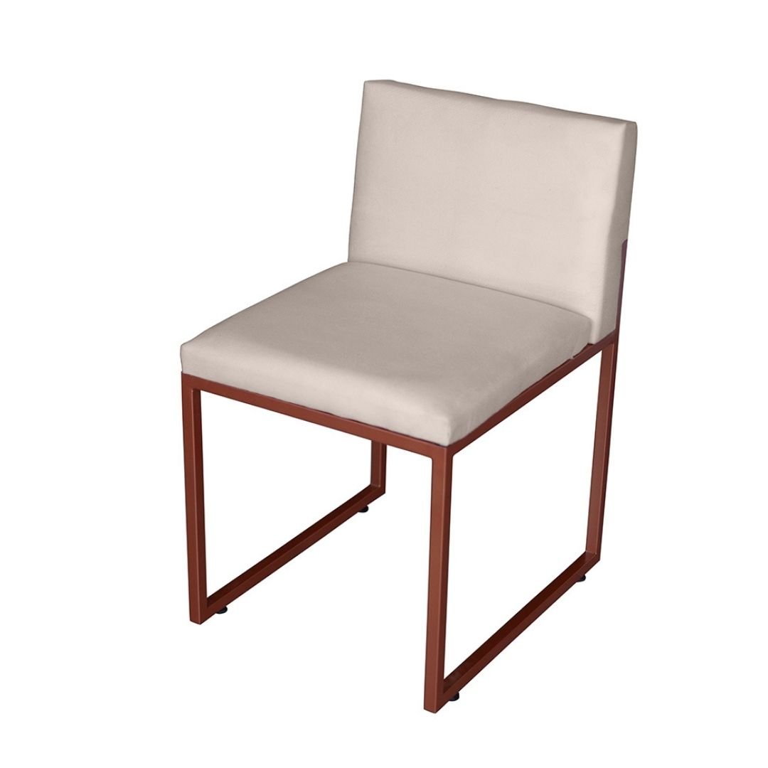 Kit 2 Cadeira de Jantar Escritorio Industrial Vittar Ferro Bronze Corino Bege - Móveis Mafer - 2