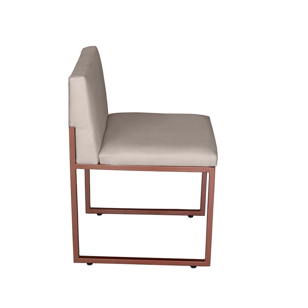 Kit 2 Cadeira de Jantar Escritorio Industrial Vittar Ferro Bronze Corino Bege - Móveis Mafer - 3