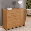 Ver imagem 2 de Cômoda França 5 Gavetas 1 Porta Ripada 2 Prateleiras com Sapateira - Benetil