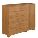 Ver imagem 1 de Cômoda França 5 Gavetas 1 Porta Ripada 2 Prateleiras com Sapateira - Benetil