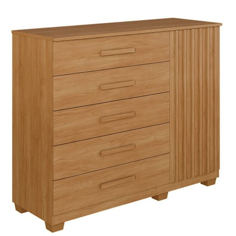 Cômoda França 5 Gavetas 1 Porta Ripada 2 Prateleiras com Sapateira - Benetil