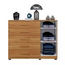 Ver imagem 3 de Cômoda França 5 Gavetas 1 Porta Ripada 2 Prateleiras com Sapateira - Benetil