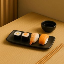 Jogo 6 Travessas Sushi 22x9cm Orgânico Preto Matte Cerâmica Porto Brasil - 4