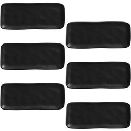 Jogo 6 Travessas Sushi 22x9cm Orgânico Preto Matte Cerâmica Porto Brasil - 1