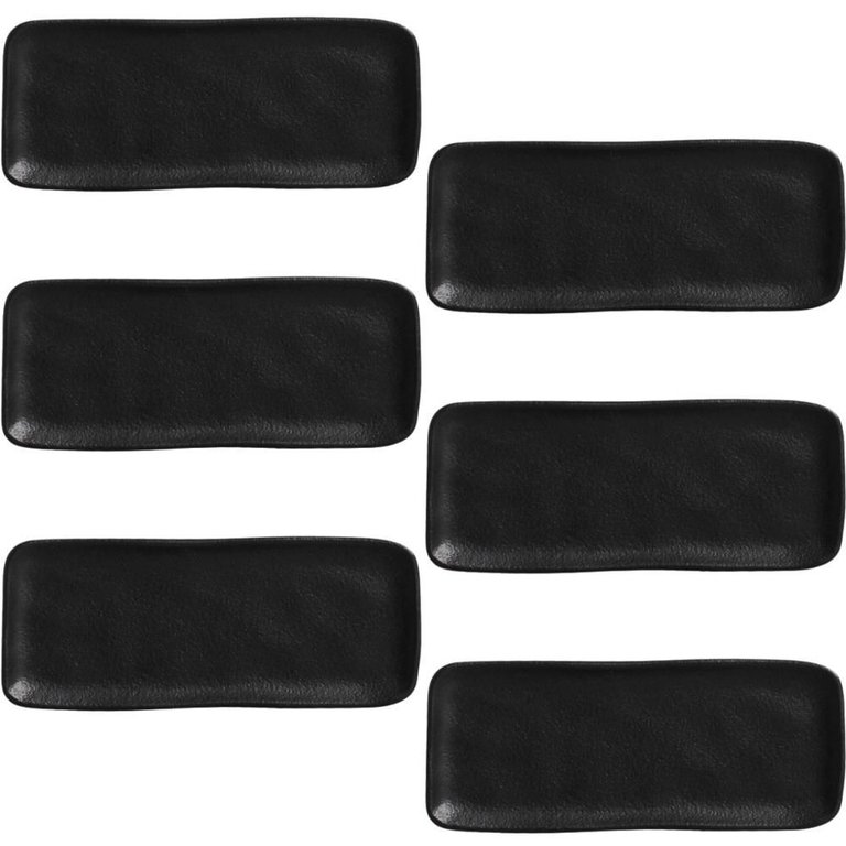 Jogo 6 Travessas Sushi 22x9cm Orgânico Preto Matte Cerâmica Porto Brasil Jogo 6 Travessas Sushi 22x9cm Orgânico Preto Matte Cerâmica Porto Brasil