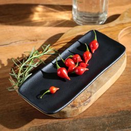 Jogo 6 Travessas Sushi 22x9cm Orgânico Preto Matte Cerâmica Porto Brasil - 6