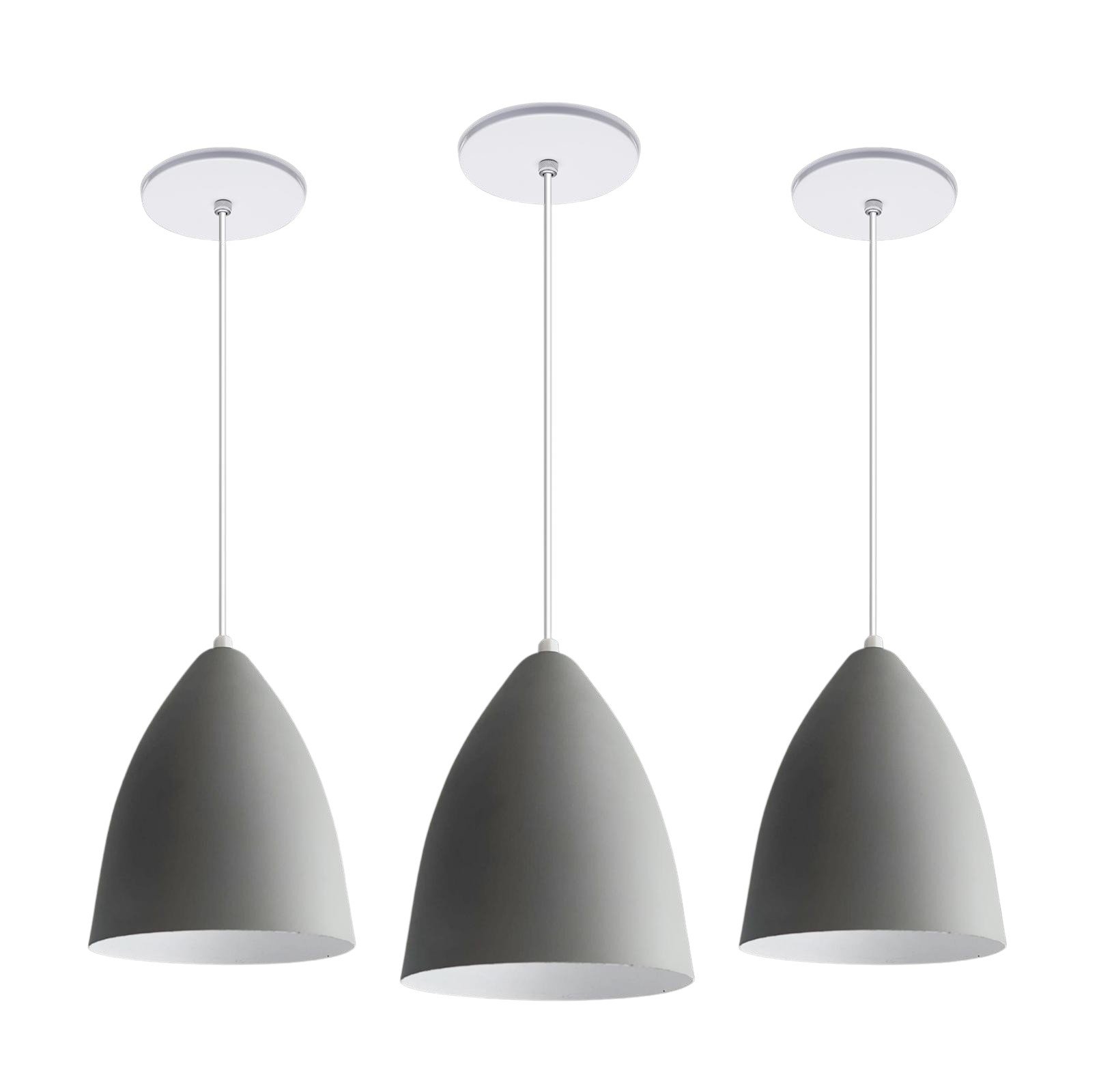 Kit 3 Lustres Pendentes Vegas Cinza Branco R.r.j.v Negocios - 1