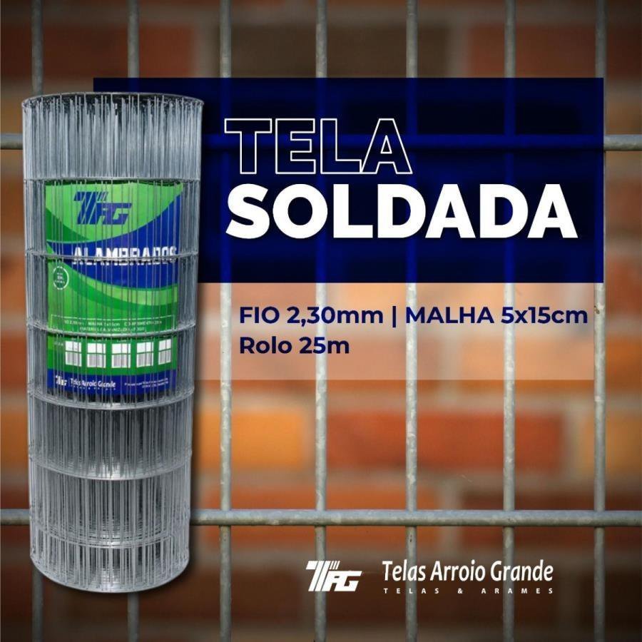 Tela Alambrado Soldada Morada Fio (2,30mm) malha (5x15cm) - Rolo