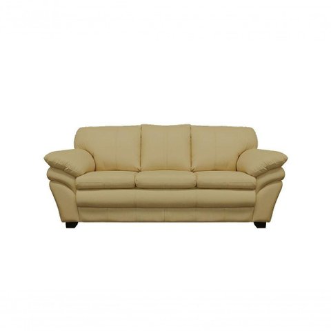 Sofá de Couro Gana 3 Lugares Bege Ivory - Mempra Design