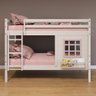 Beliche Infantil com Janela Madeira Maciça Branco/ Rosa Housin - 1