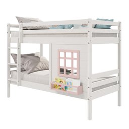 Beliche Infantil com Janela Madeira Maciça Branco/ Rosa Housin - 2