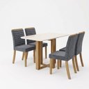 Ver imagem 2 de Conjunto Sala de Jantar Mesa Manu 120cm Tampo MDF Vidro Canto Arredondado 4 Cadeiras Tainá