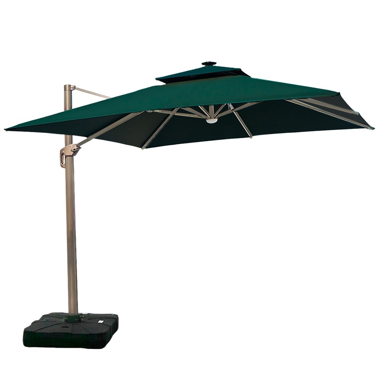 Ombrelone Guarda Sol Gold Led Alumínio Verde Escuro 3,0 X 3,0 C/ Base em 100 L - 13