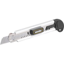 Estilete Largo 18mm Corpo Alumínio Com Guia Metálica Botão T - 1