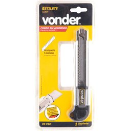 Estilete Largo 18mm Corpo Alumínio Com Guia Metálica Botão T - 2
