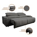 Ver imagem 5 de Sofá com Porta Copos Carregador USB Ret Rec Arizona 2,30m Velosuede - Netsofas - Cinza
