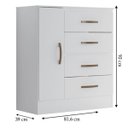 Ver imagem 3 de Cômoda Sapateira para Quarto 1 Porta 4 Gavetas Lisa Branco