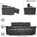 Ver imagem 2 de Sofa Itália 2,80 Mts Retrátil e Reclinavel Tecido Suede Cinza - Cama InBox