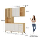 Ver mais imagens de Cozinha Compacta 100 MDF 3 Peças com Espaço para Micro-Ondas e Tampo 190cm Aura Luciane Móveis