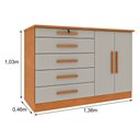 Ver imagem 3 de Cômoda com 2 Portas e 5 Gavetas 136cm Multimóveis CR35478 Cinamomo/Off White