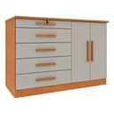 Ver imagem 1 de Cômoda com 2 Portas e 5 Gavetas 136cm Multimóveis CR35478 Cinamomo/Off White