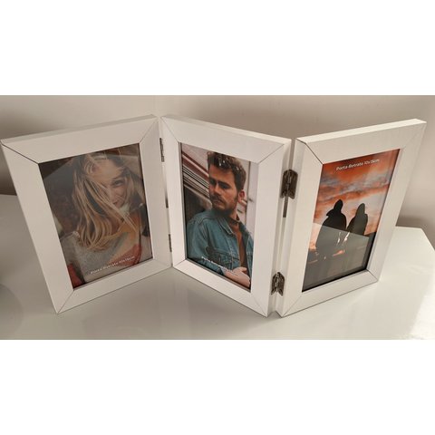 Porta Retrato Articulado Decorativo 10 X 15cm 3 Fotos