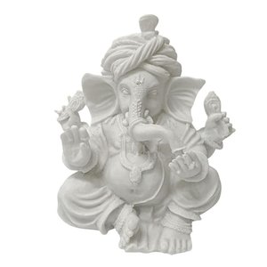Escultura Ganesha Decorativo em Po de Marmore 16,5cm