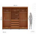 Ver imagem 3 de Guarda-Roupa 6 Portas 4 Gavetas Móveis Valência Branco/Freijó