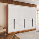 Ver imagem 1 de Guarda-Roupa 6 Portas 4 Gavetas Móveis Valência Branco/Freijó