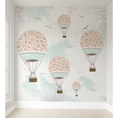 Papel de parede infantil balão rosa menina quarto de bebê PP09