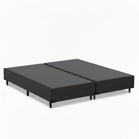 Cama Box King Bipartida 96 Diversas Cores (193x203x40):corino Preto/king