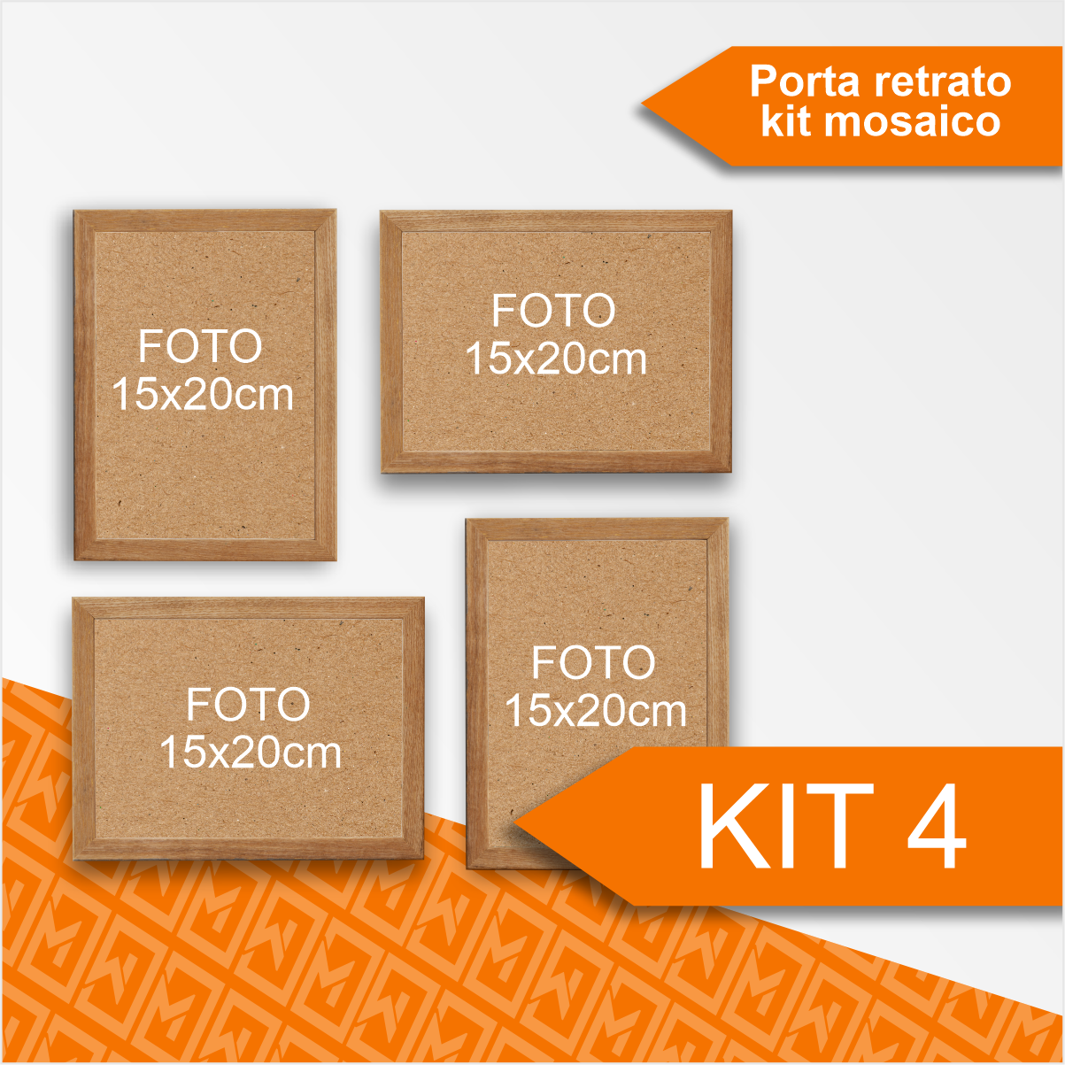 Mosaico de Porta Retrato Kit 4 - 15 X 20 Linha One Vidro (moldura 180x230x11mm 1120-pm) Cor:carvalho - 3