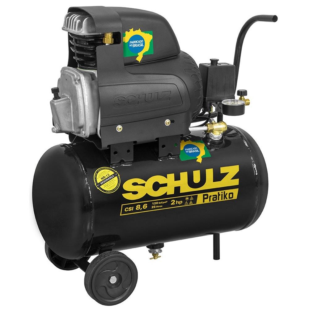Compressor de Ar Schulz Pratiko 2 HP CSI 8 5/25 220 Volts